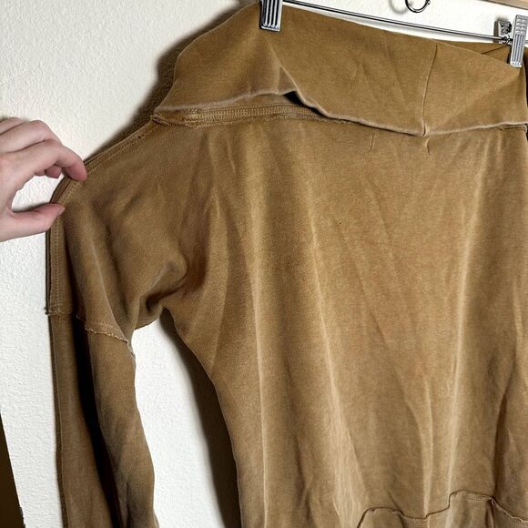 We The Free Honeycrisp Pullover Off-Shoulder Sweatshirt Medium Mustard Yellow - Picture 3 of 6